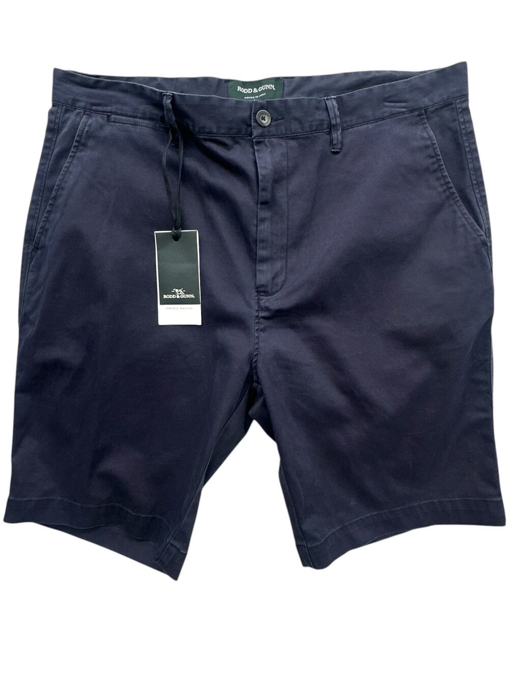 Rodd & Gunn Vintage Wash Shorts Men 38 Navy Chino Stretch Cotton Italy NWT